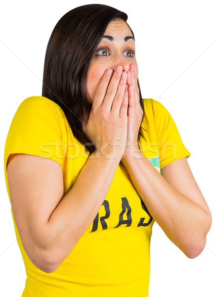 Nerveus voetbal fan tshirt witte Stockfoto © wavebreak_media