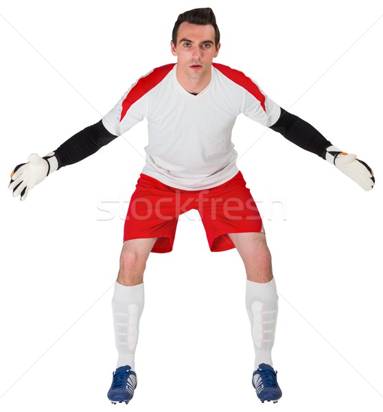 Stock photo: Goalkeeper in white ready to save