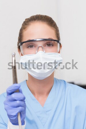 Zahnarzt OP-Maske Gläser halten Bohrer zahnärztliche Stock foto © wavebreak_media
