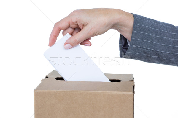 Biznesmen głosowanie głosowania polu biały kobieta Zdjęcia stock © wavebreak_media