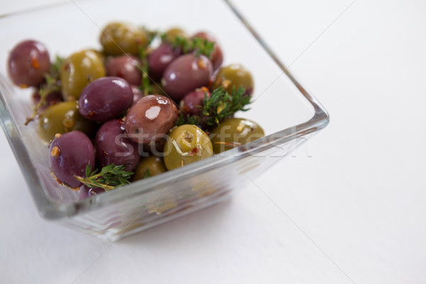 Vue olives herbes servi contenant [[stock_photo]] © wavebreak_media