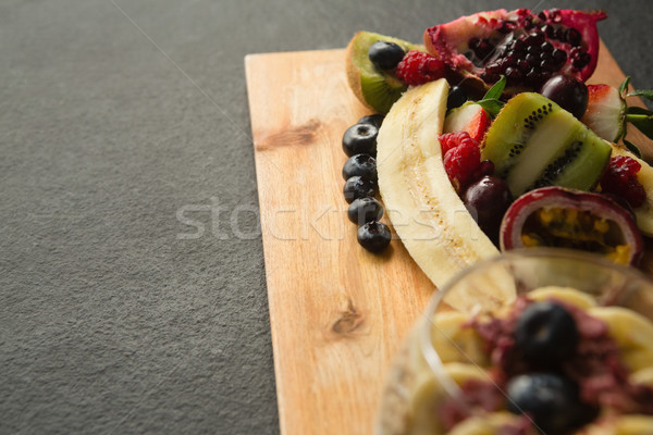 Frutti tagliere nero fitness frutta Foto d'archivio © wavebreak_media