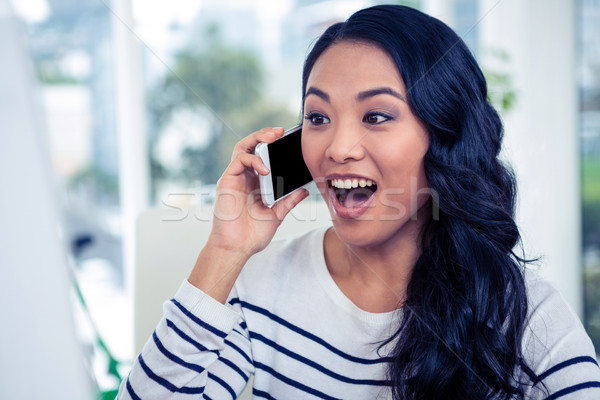 şaşırmış Asya kadın telefonu çağrı ofis iş Stok fotoğraf © wavebreak_media