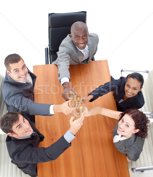 [[stock_photo]]: équipe · commerciale · célébrer · succès · champagne · réunion · femme