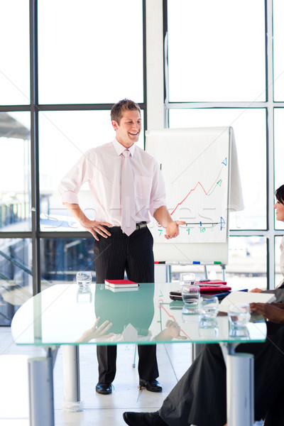 Foto stock: Encantador · empresário · apresentação · escritório · computador · educação