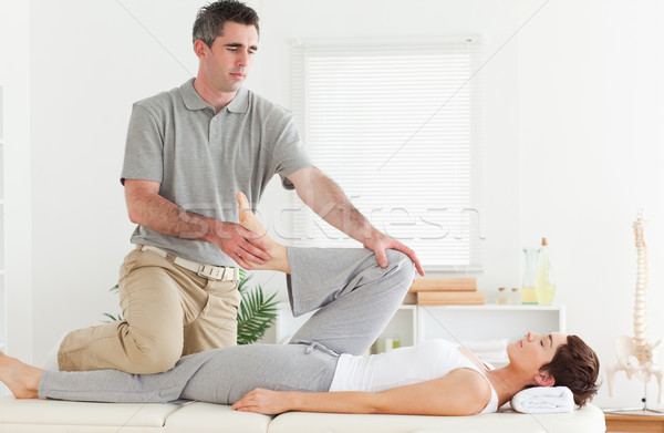 Imagine de stoc: Chiropractician · clientii · picior · mână · sportiv