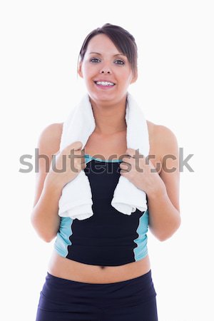 Zdjęcia stock: Portret · kobieta · odzież · sportowa · ręcznik · około