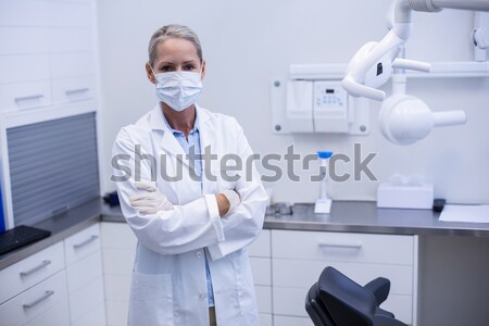 Dentista examinar mascarilla quirúrgica dentales clínica Foto stock © wavebreak_media