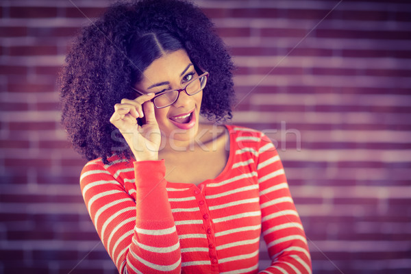 Aantrekkelijk jonge vrouw portret Rood baksteen Stockfoto © wavebreak_media