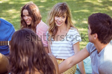 Foto stock: Grupo · mujeres · otro · arranque · campamento