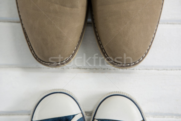 Imagen zapatos piso blanco madera azul Foto stock © wavebreak_media