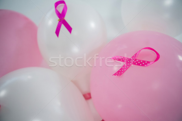 Close-up of pink Breast Cancer Awareness ribbons on balloons Stock photo © wavebreak_media