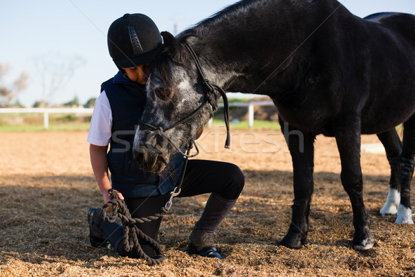 Jongen paard boerderij zomer opleiding Stockfoto © wavebreak_media