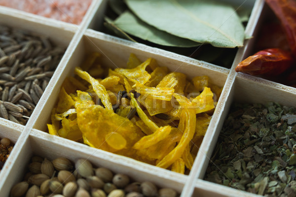 Various spices arranged in tray Stock photo © wavebreak_media