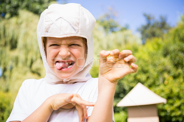 Kid drôle de visage jardin vert laisse garçon [[stock_photo]] © wavebreak_media