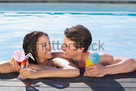微笑 情侶 飲用水 雞尾酒 水 微笑 商業照片 © wavebreak_media