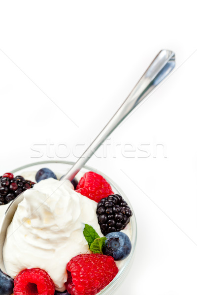 Deser jagody biały owoców pić łyżka Zdjęcia stock © wavebreak_media