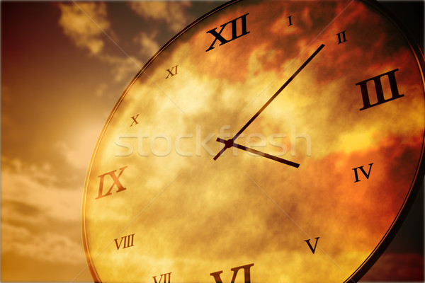 Digitalmente generado reloj naranja cielo Foto stock © wavebreak_media