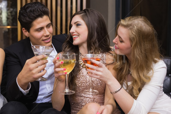счастливым друзей пить вместе Бар вино Сток-фото © wavebreak_media