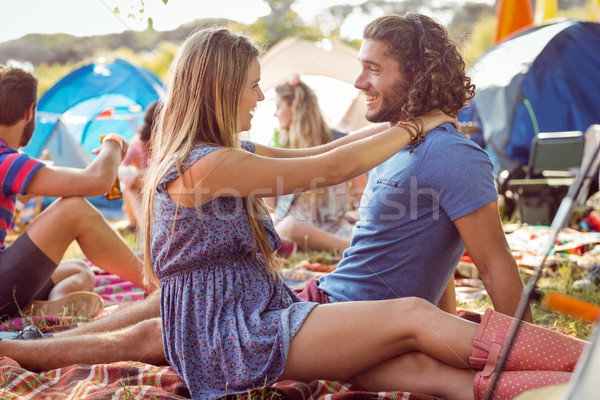 çift gülen diğer müzik festivali eğlence Stok fotoğraf © wavebreak_media