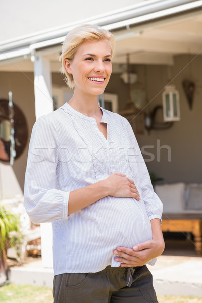 Lächelnd schwanger Hände Bauch home Stock foto © wavebreak_media