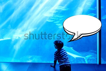 Jeune homme regarder réservoir aquarium poissons nature [[stock_photo]] © wavebreak_media