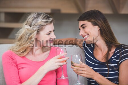 Cute well-dressed women drinking champaign in a studio Stock photo © wavebreak_media