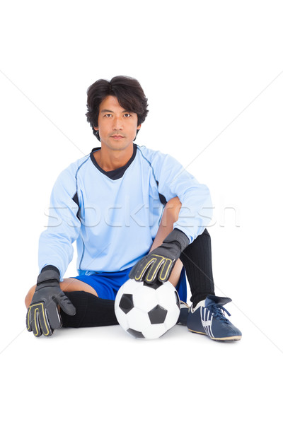 Torhüter blau halten Ball weiß Mann Stock foto © wavebreak_media