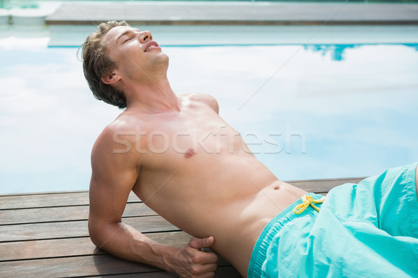 Férfi úszómedence napos idő oldalnézet fiatalember nyár Stock fotó © wavebreak_media