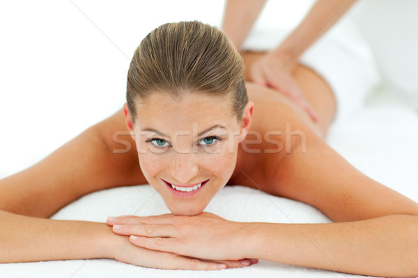 Vreedzaam vrouw genieten massage spa centrum Stockfoto © wavebreak_media
