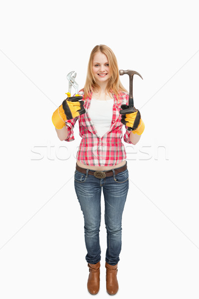 Femme permanent outils blanche mains [[stock_photo]] © wavebreak_media