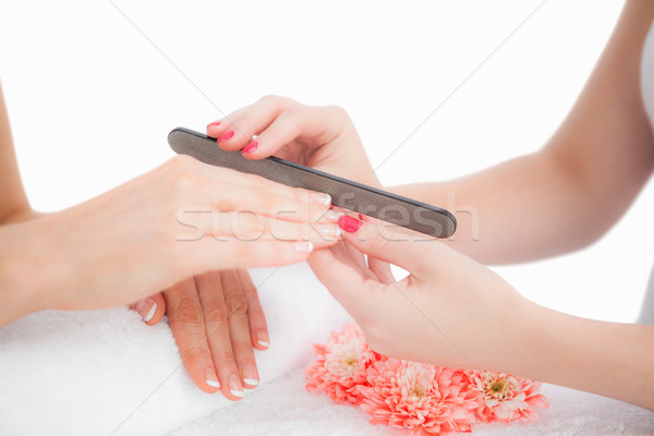 Close-up of woman filing fingernail Stock photo © wavebreak_media
