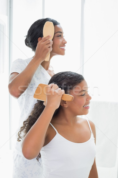 Anya lánygyermek haj együtt otthon fürdőszoba Stock fotó © wavebreak_media