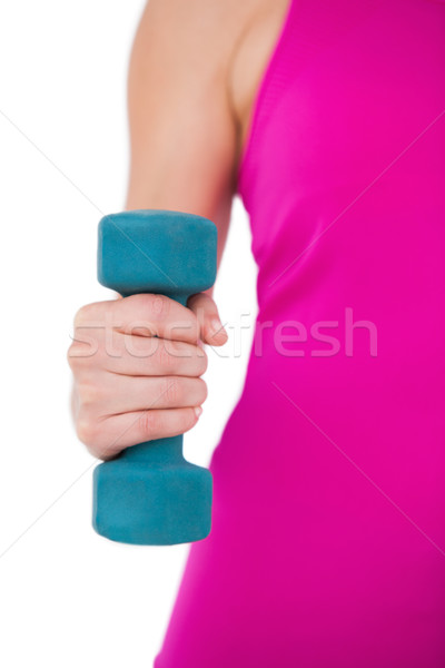 Fit woman with blue dumbbell Stock photo © wavebreak_media
