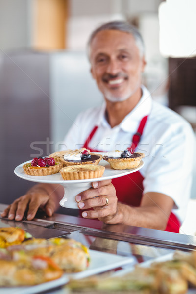 Stock fotó: Barista · tart · tányér · sütemények · pékség · üzlet