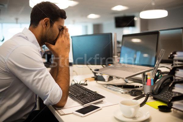 Stockfoto: Nerveus · business · uitvoerende · vergadering · kantoor · bureau