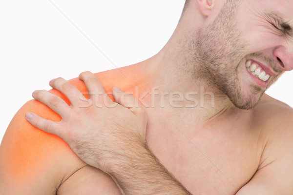 [[stock_photo]]: Composite · numérique · douleur · à · l'épaule · homme · blanche · équipe · exécutif