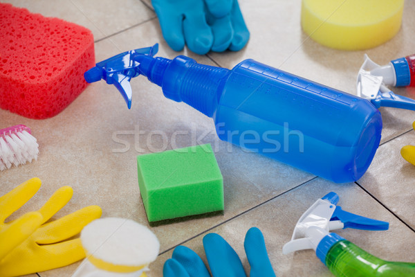 Various cleaning equipment on tiled floor Stock photo © wavebreak_media