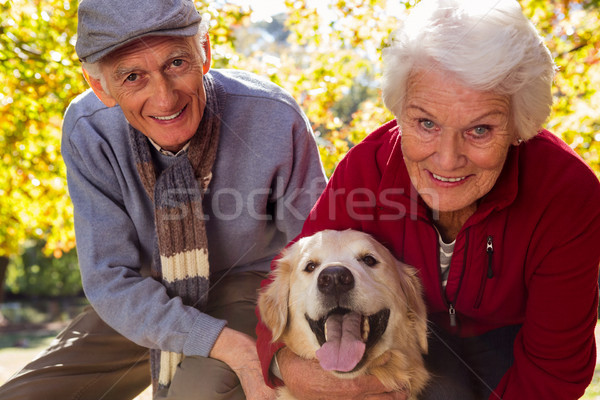Vârstnici cuplu animale de companie câine parc femeie Imagine de stoc © wavebreak_media