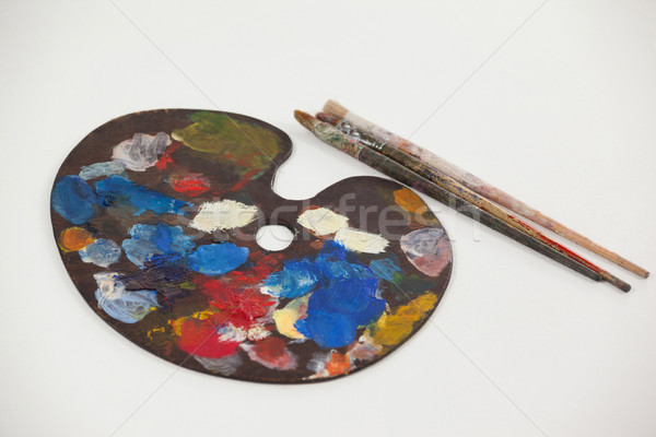 Foto stock: Pintar · paleta · branco · arte · caderno · escove