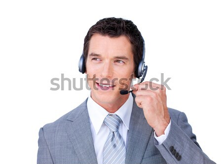 Charming caucasian businessman using headset  Stock photo © wavebreak_media