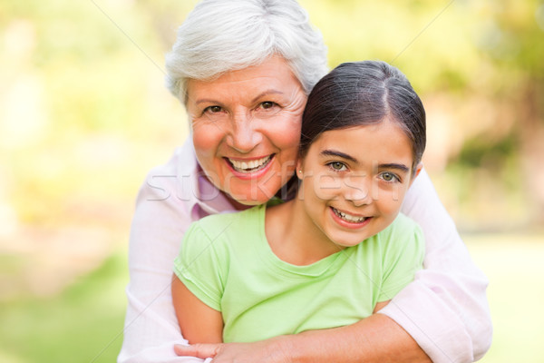 Foto stock: Abuela · nieta · familia · feliz · retrato