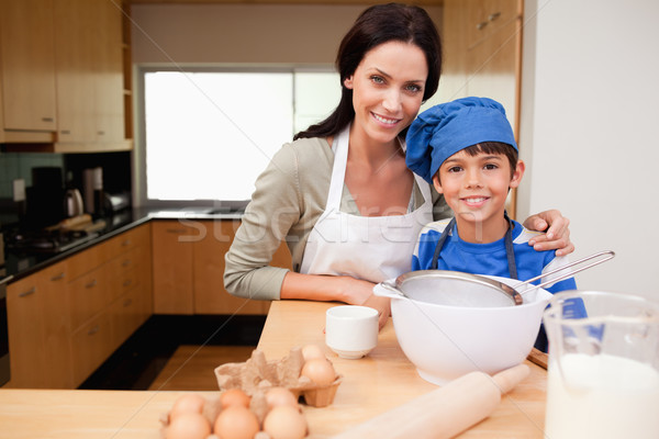 Mother and son preparing cake together Stock photo © wavebreak_media