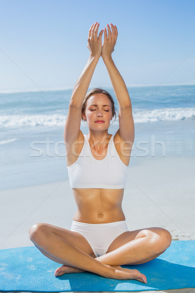 Geschikt vrouw vergadering lotus pose Stockfoto © wavebreak_media