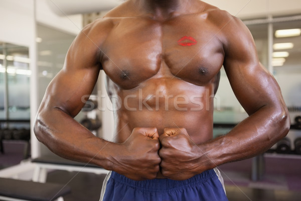 Gespierd man spieren gymnasium shirtless jonge Stockfoto © wavebreak_media