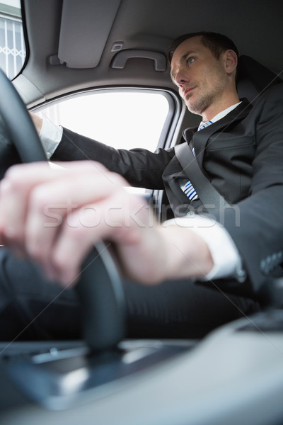 Stock foto: Gut · aussehend · Geschäftsmann · Sitz · Auto · Business · Fenster