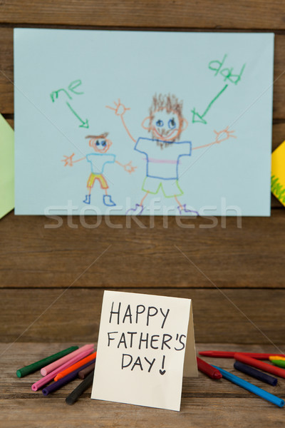 Pinturas dibujo papel día de padres feliz mensaje Foto stock © wavebreak_media