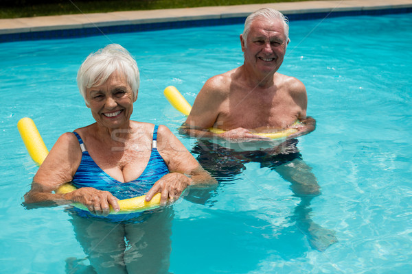 Stock foto: Schwimmbad · Schlauchboot · Rohre · glücklich · Frau