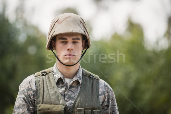 Stok fotoğraf: Portre · yakışıklı · askeri · asker · adam · et