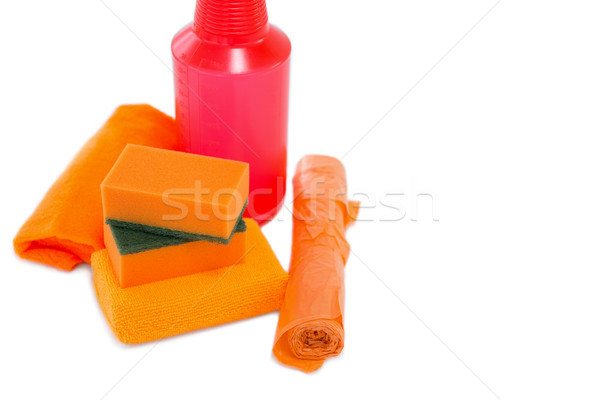 Napkins and bath sponge by bottle Stock photo © wavebreak_media